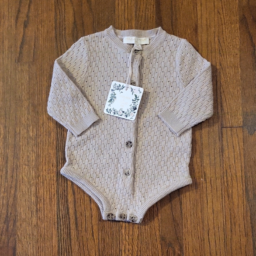 Chelsea & Violet Knit Button-Up Bodysuit - Cream